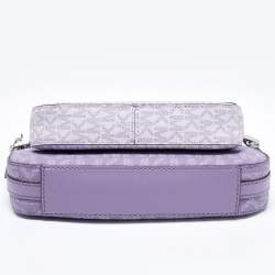 Pre Owned Michael Kors Lavender Signature Coated Canvas and Leather Jet Set Charm 4in1 Crossbody Bag