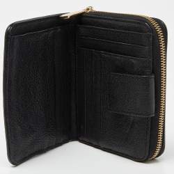 Pre Owned Michael Kors Black Leather Zip Around Wallet