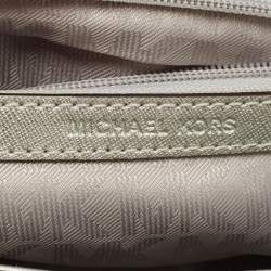 Pre Owned Michael Kors Silver Saffiano Leather Small Ava Top Handle Bag