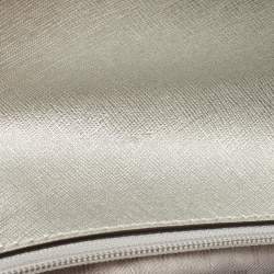 Pre Owned Michael Kors Silver Saffiano Leather Small Ava Top Handle Bag