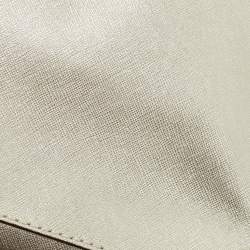 Pre Owned Michael Kors Silver Saffiano Leather Small Ava Top Handle Bag