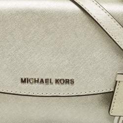 Pre Owned Michael Kors Silver Saffiano Leather Small Ava Top Handle Bag
