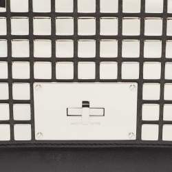 Pre Owned Michael Kors Black Leather Natalia Tile Studded Flap Clutch