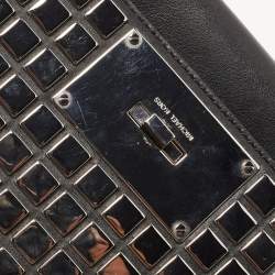 Pre Owned Michael Kors Black Leather Natalia Tile Studded Flap Clutch