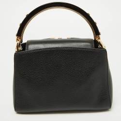 Pre Owned Michael Kors Black Leather Karlie Top Handle Bag