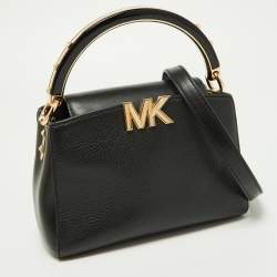Pre Owned Michael Kors Black Leather Karlie Top Handle Bag