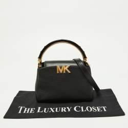 Pre Owned Michael Kors Black Leather Karlie Top Handle Bag