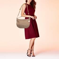 Pre Owned Michael Kors Beige Signature Canvas Bedford Hobo