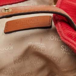 Michael Kors Red/Brown Canvas and Leather Large Raven Shoulder Bag