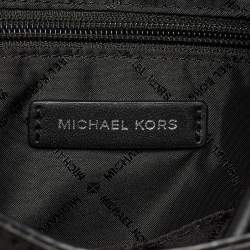 Pre Owned Michael Kors Black Perforated Leather Small Cargo Abbey Backpack