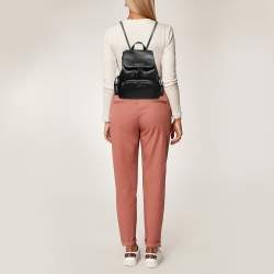 Pre Owned Michael Kors Black Perforated Leather Small Cargo Abbey Backpack
