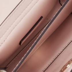 Pre Owned Michael Kors White/Pink Signature Coated Canvas And Leather Small Lita Crossbody Bag