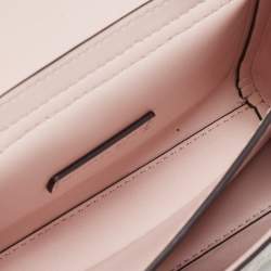 Pre Owned Michael Kors White/Pink Signature Coated Canvas And Leather Small Lita Crossbody Bag