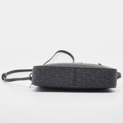 Pre Owned Michael Kors Black/Grey Signature Coated Canvas and Leather Jet Set Camera Crossbody Bag