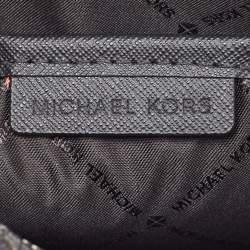 Pre Owned Michael Kors Black/Grey Signature Coated Canvas and Leather Jet Set Camera Crossbody Bag