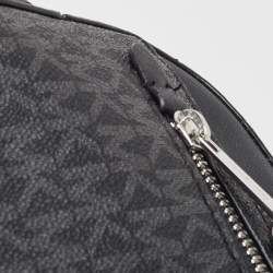 Pre Owned Michael Kors Black/Grey Signature Coated Canvas and Leather Jet Set Camera Crossbody Bag