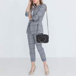 Pre Owned Michael Kors Black/Grey Signature Coated Canvas and Leather Jet Set Camera Crossbody Bag