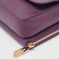 Pre Owned Michael Kors Plum Saffiano Leather Tina Crossbody Clutch