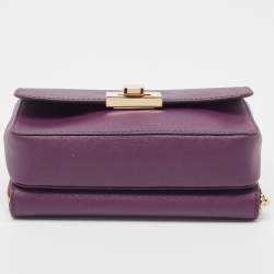 Pre Owned Michael Kors Plum Saffiano Leather Tina Crossbody Clutch