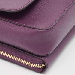 Pre Owned Michael Kors Plum Saffiano Leather Tina Crossbody Clutch