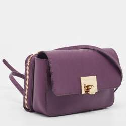 Pre Owned Michael Kors Plum Saffiano Leather Tina Crossbody Clutch