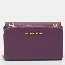 Pre Owned Michael Kors Plum Saffiano Leather Tina Crossbody Clutch