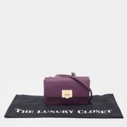 Pre Owned Michael Kors Plum Saffiano Leather Tina Crossbody Clutch