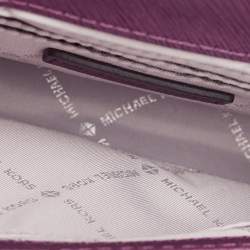 Pre Owned Michael Kors Plum Saffiano Leather Tina Crossbody Clutch