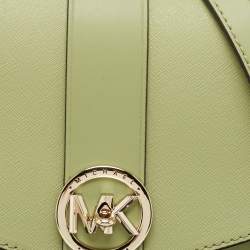 Pre Owned Michael Kors Green Saffiano Leather Greenwich Top Handle Bag
