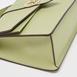 Pre Owned Michael Kors Green Saffiano Leather Greenwich Top Handle Bag