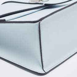 Pre Owned Michael Kors Light Blue Saffiano Leather Medium Greenwich Top Handle Bag