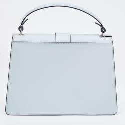 Pre Owned Michael Kors Light Blue Saffiano Leather Medium Greenwich Top Handle Bag