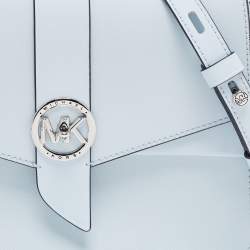 Pre Owned Michael Kors Light Blue Saffiano Leather Medium Greenwich Top Handle Bag