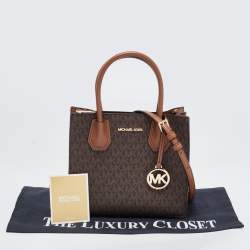 مملوكة مسبقًا Michael Kors Brown Signature Coated Canvas and Leather Mini Mercer Tote
