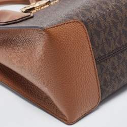 مملوكة مسبقًا Michael Kors Brown Signature Coated Canvas and Leather Mini Mercer Tote