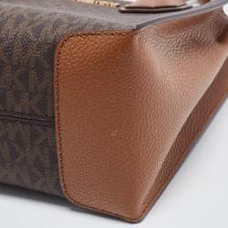 مملوكة مسبقًا Michael Kors Brown Signature Coated Canvas and Leather Mini Mercer Tote