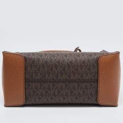 مملوكة مسبقًا Michael Kors Brown Signature Coated Canvas and Leather Mini Mercer Tote