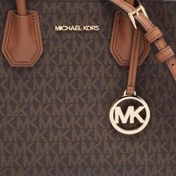 مملوكة مسبقًا Michael Kors Brown Signature Coated Canvas and Leather Mini Mercer Tote