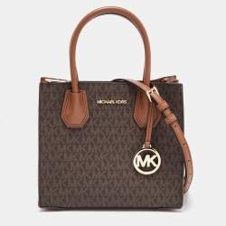 مملوكة مسبقًا Michael Kors Brown Signature Coated Canvas and Leather Mini Mercer Tote