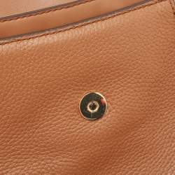 Pre Owned Michael Kors Brown Leather Medium Brooklyn Top Handle Bag