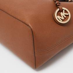 Pre Owned MICHAEL Michael Kors Brown Saffiano Leather Small Jet Set Travel Tote