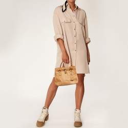 Pre Owned Michael Kors Tan Python Embossed Leather Hamilton North South Tote