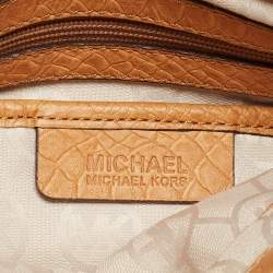Pre Owned Michael Kors Tan Python Embossed Leather Hamilton North South Tote