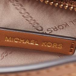Pre Owned Michael Kors Brown/White Signature Coated Canvas and Leather Extra Small Chantal Tote