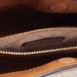 Pre Owned Michael Kors Brown/White Signature Coated Canvas and Leather Extra Small Chantal Tote