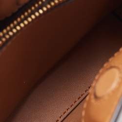 Pre Owned Michael Kors Brown/White Signature Coated Canvas and Leather Extra Small Chantal Tote