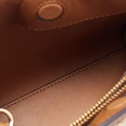 Pre Owned Michael Kors Brown/White Signature Coated Canvas and Leather Extra Small Chantal Tote