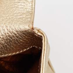 Pre Owned Michael Kors Gold Leather Skorpios Foldover Clutch