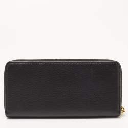 Michael Kors Black Leather Jet Set Zip Around Wallet