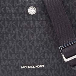 Michael Kors Black Signature Coated Canvas Briley Messenger Bag